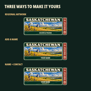 Saskatchewan Traveller Gear Tag regional wording, name and contact options