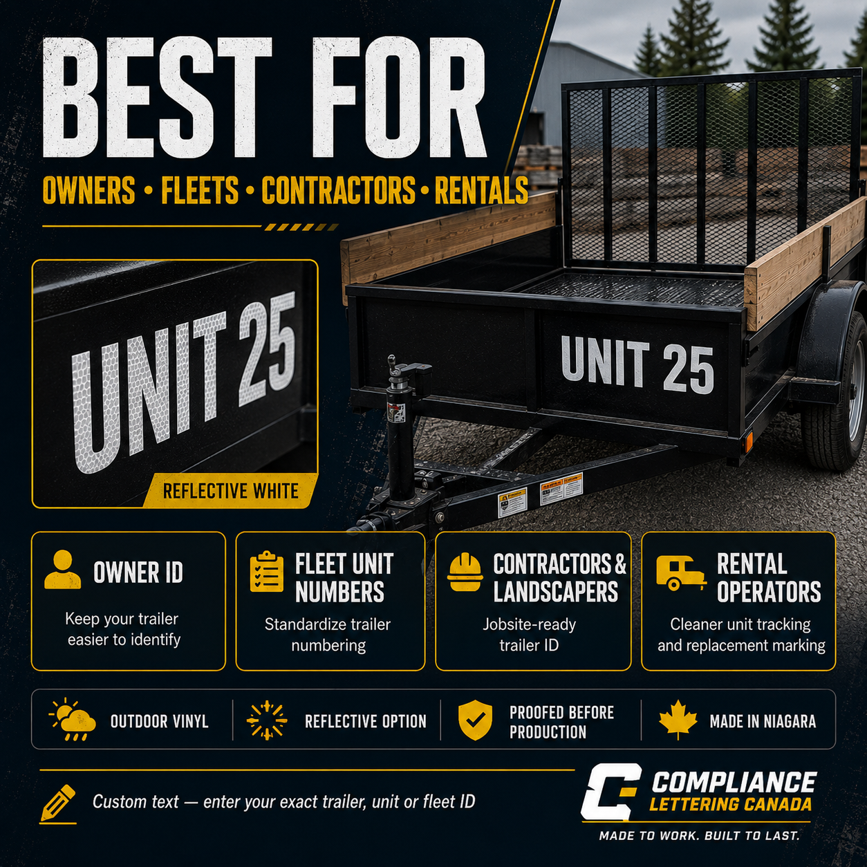 Utility trailer ID decals for owners fleets contractors landscapers and rental operators