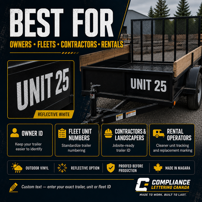 Utility trailer ID decals for owners fleets contractors landscapers and rental operators