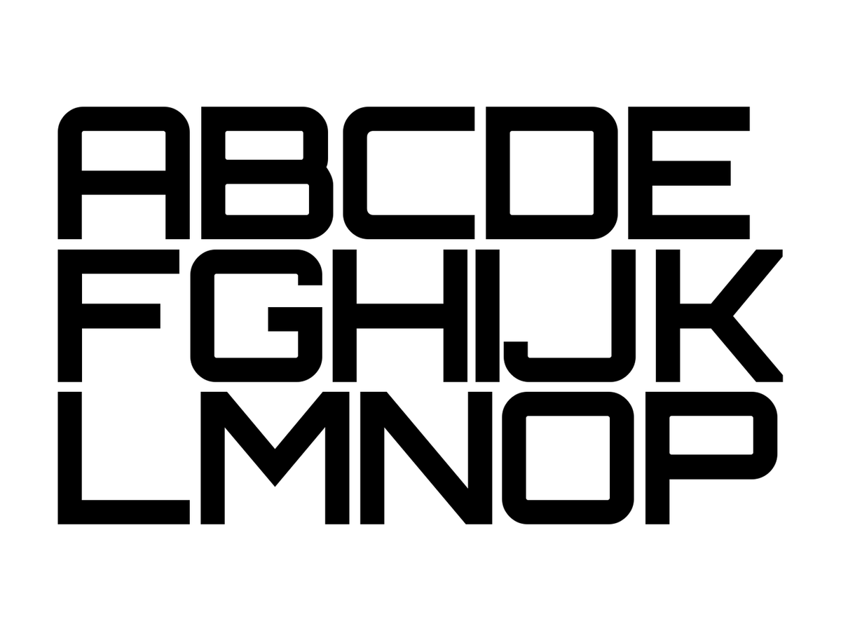 Circuit style: wide squared tech-style capitals, cut from solid vinyl