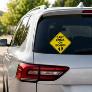 Custom Baby Emma On Board vinyl decal applied to the rear window of a silver SUV.