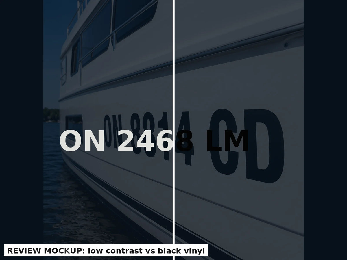 Before and after: old boat numbers removed and new registration numbers applied