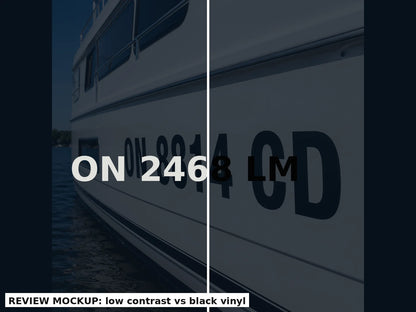 Before and after: old boat numbers removed and new registration numbers applied