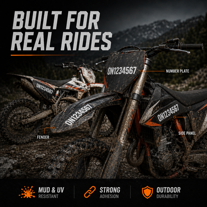 Dirt bike number decal placement examples on smooth side panels number plates and fenders
