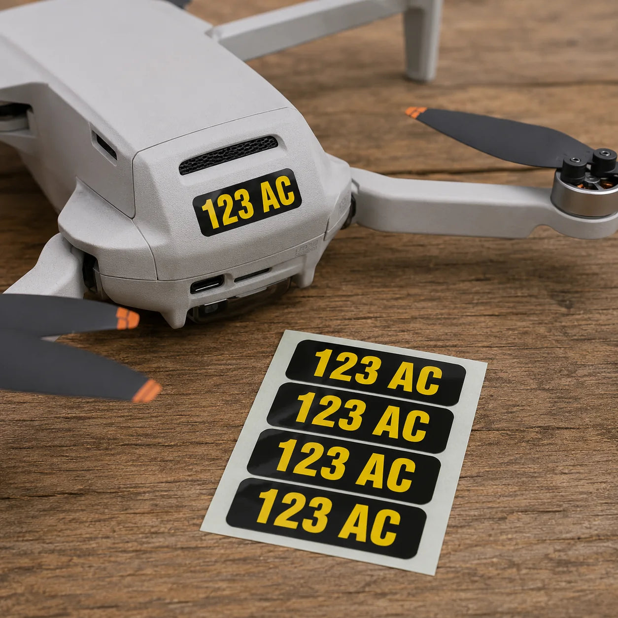 Drone and matching identification label set