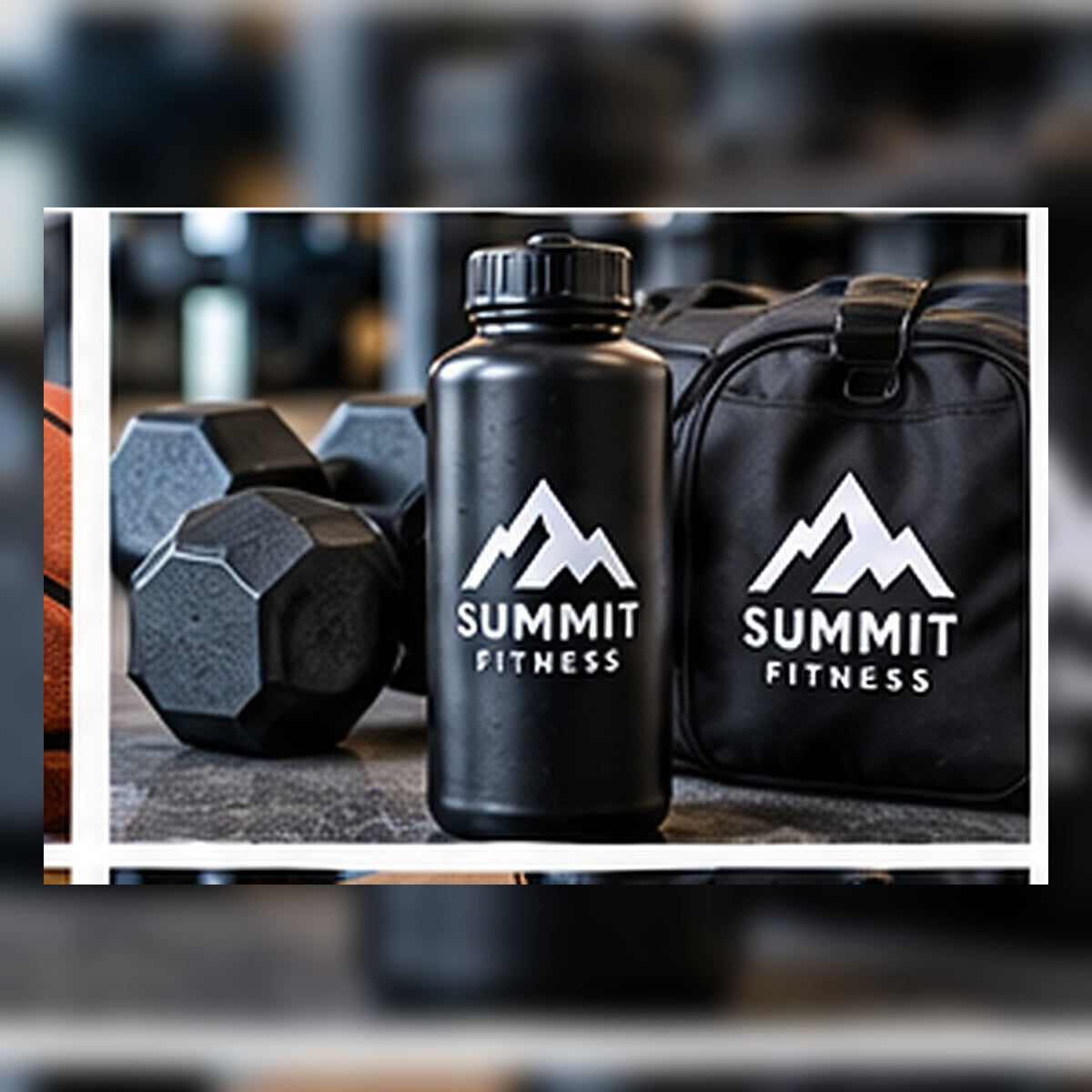 Custom gym logo stickers shown on gym gear.