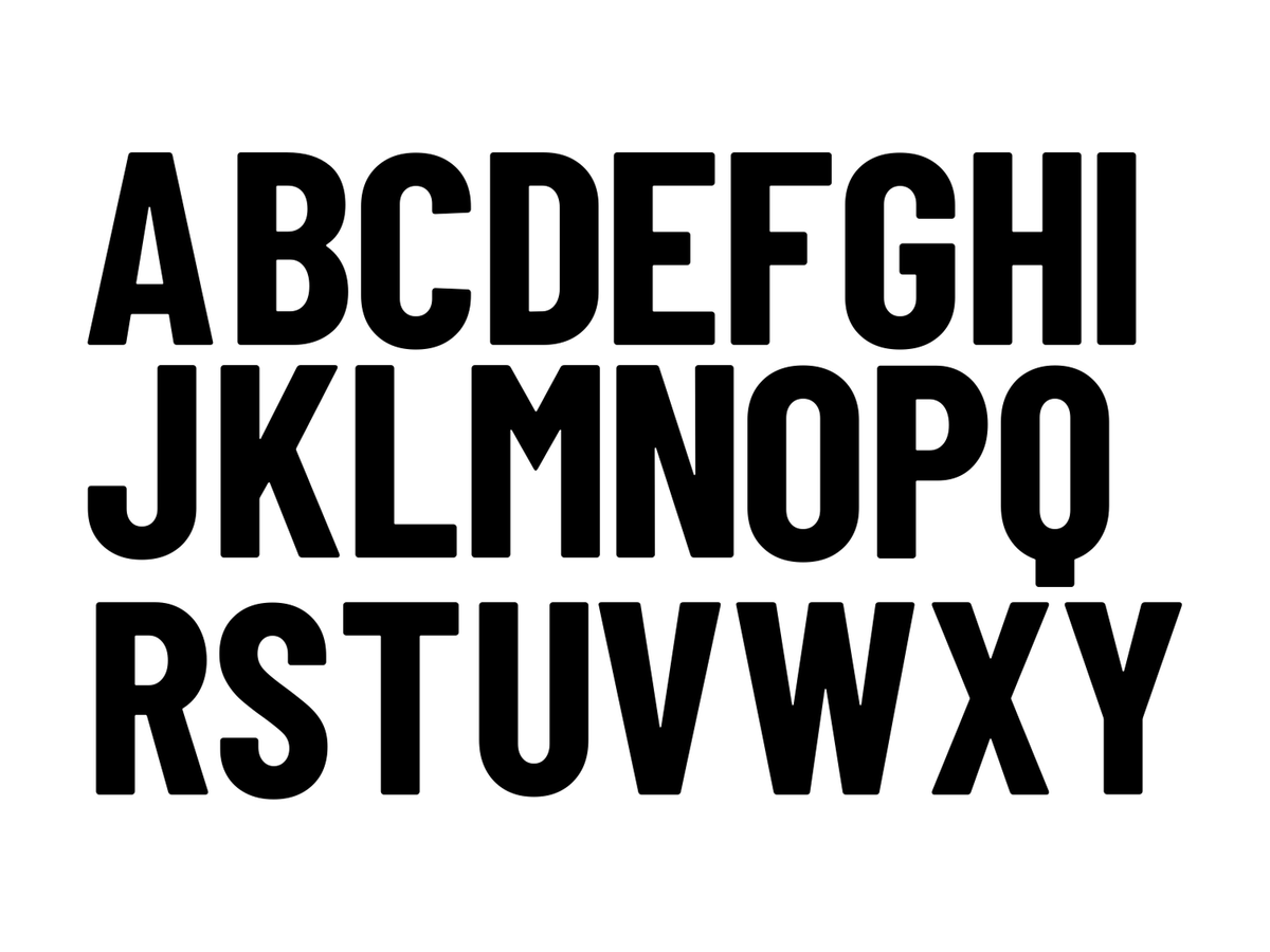 Industrial style: tall condensed industrial capitals, cut from solid vinyl