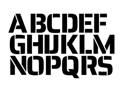 Modern Stencil style: clean modern stencil capitals, cut from solid vinyl