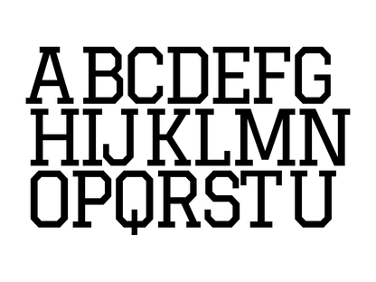 Varsity lettering kit: classic varsity block capitals, shown as cut vinyl letters on a light background - Vinyl Alphabet Letters — A-Z 0-9 Kit