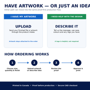 Artwork and ordering flow for custom bumper stickers — upload your design, approve the proof, we print and ship