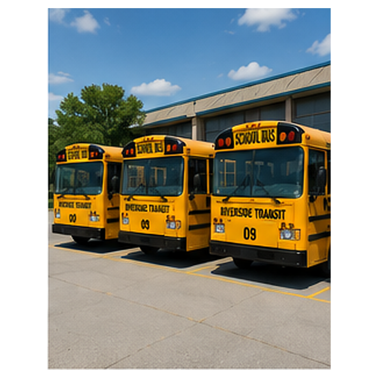 Fleet pack of individually labelled school bus lettering vehicle packages with master fleet proof