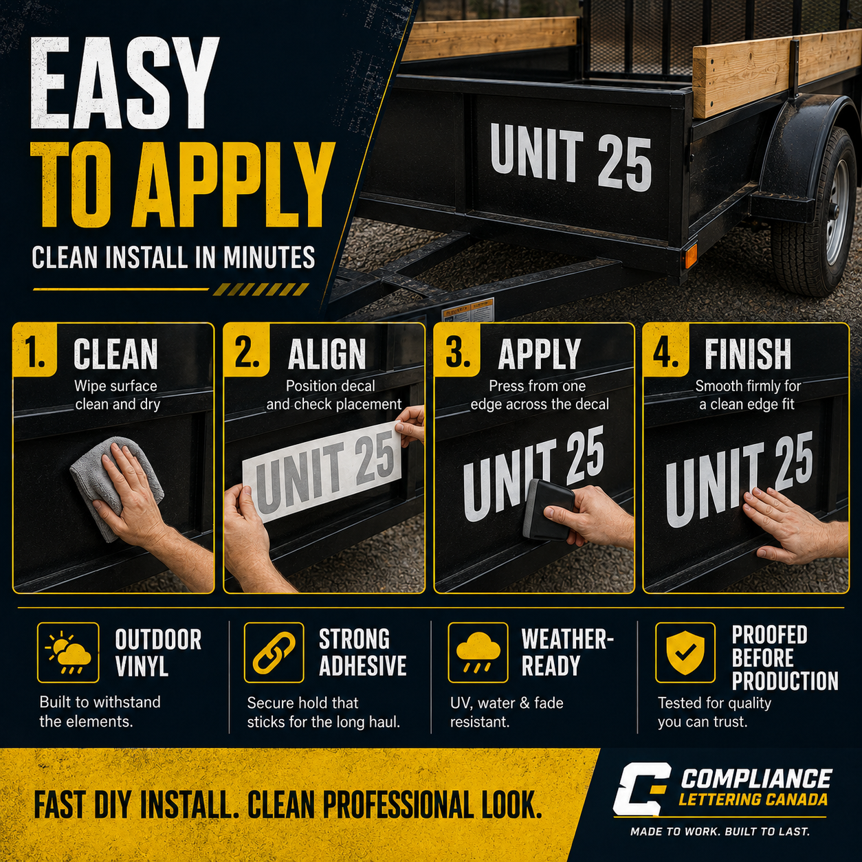Easy utility trailer ID decal application steps clean align apply and finish
