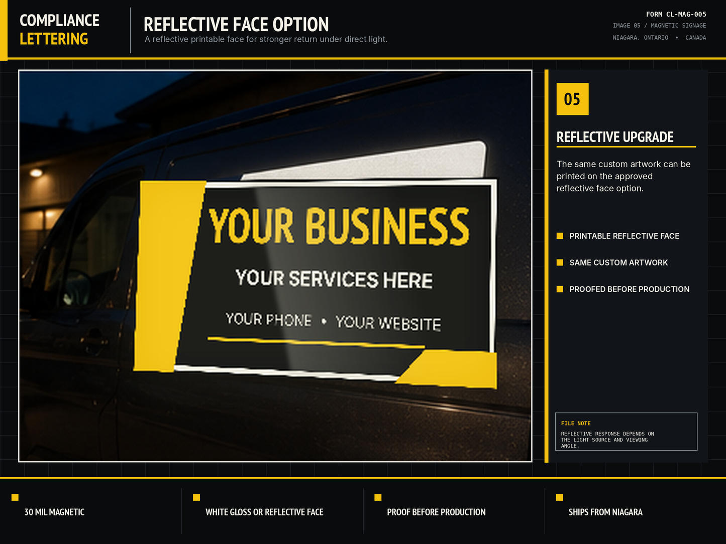 Reflective face option for magnetic carrier ID signs