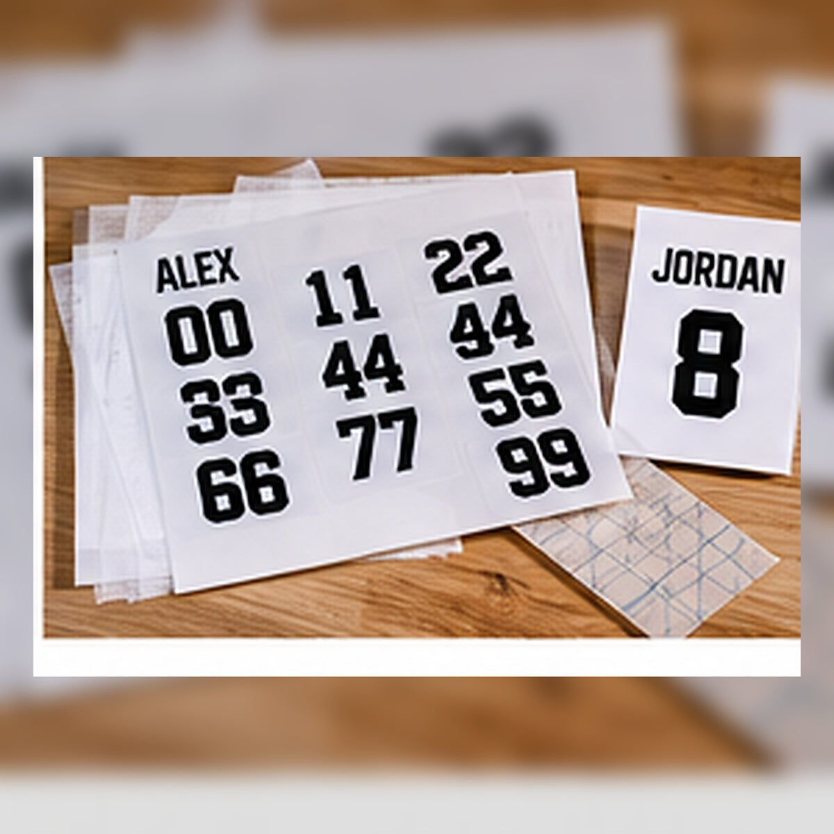 Set of personalized team bottles with different player names and numbers.
