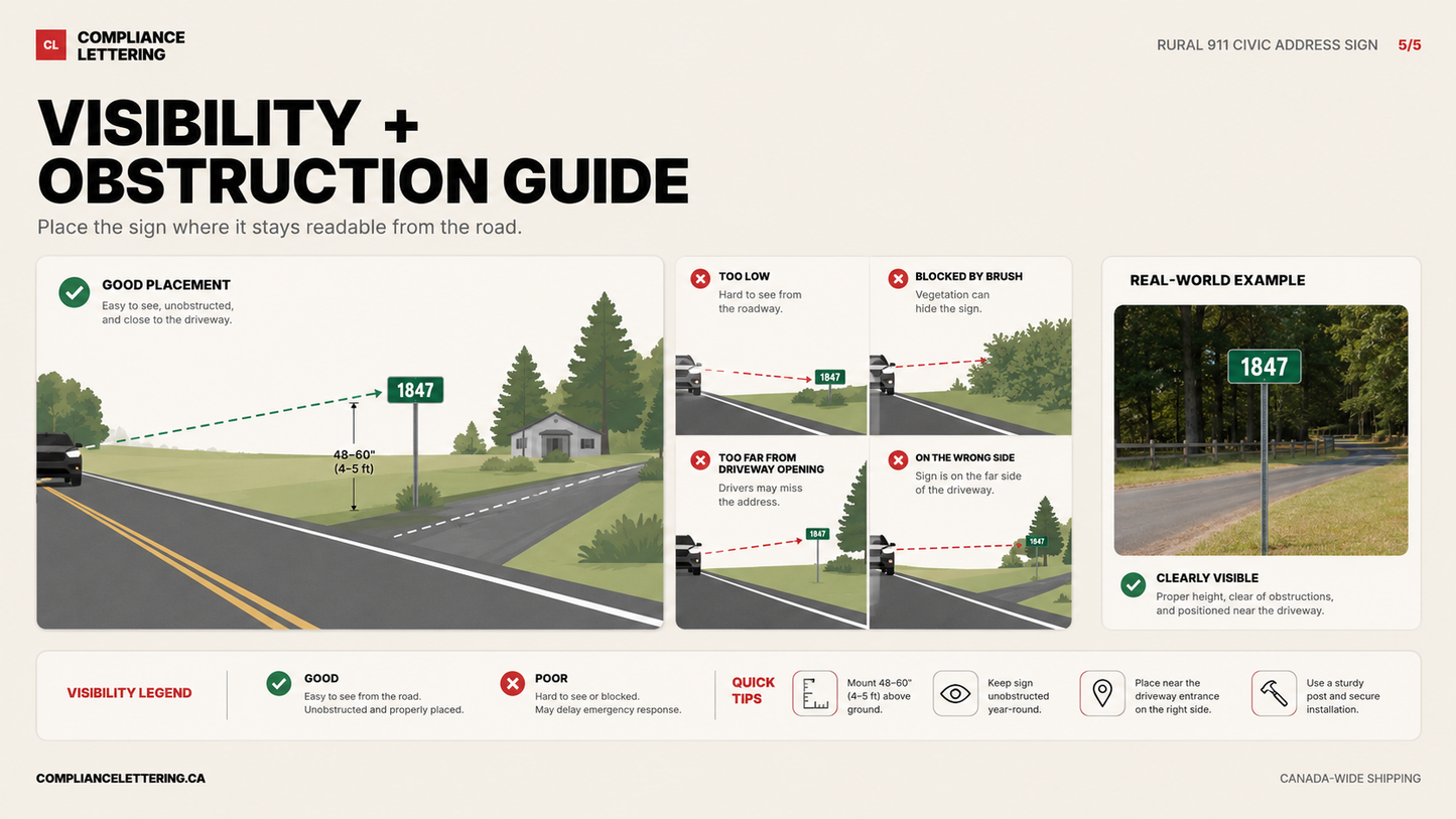 Guide to keeping a rural 911 address sign clear of snow, brush and obstructions