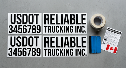Complete USDOT compliance kit contents - decals transfer tape squeegee instructions