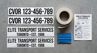 CVOR fleet decal package contents both doors per truck transfer tape squeegee