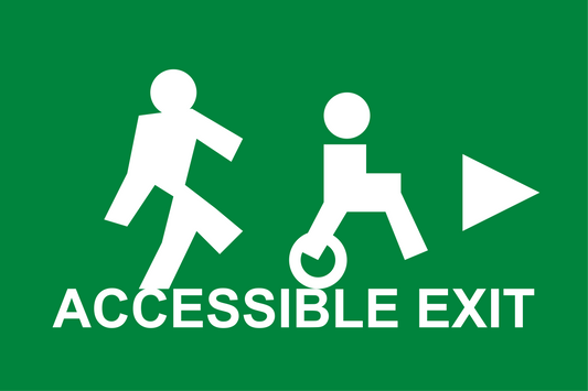 Ontario fire exit sign — Building Code O.Reg 332/12 compliant green pictogram