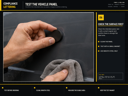 Magnetic surface hold test on a truck door panel