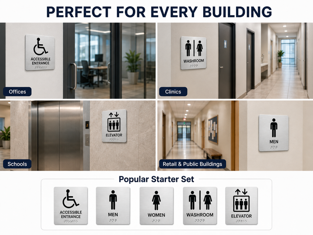 AODA full facility sign kit, Ontario accessibility compliance bundle