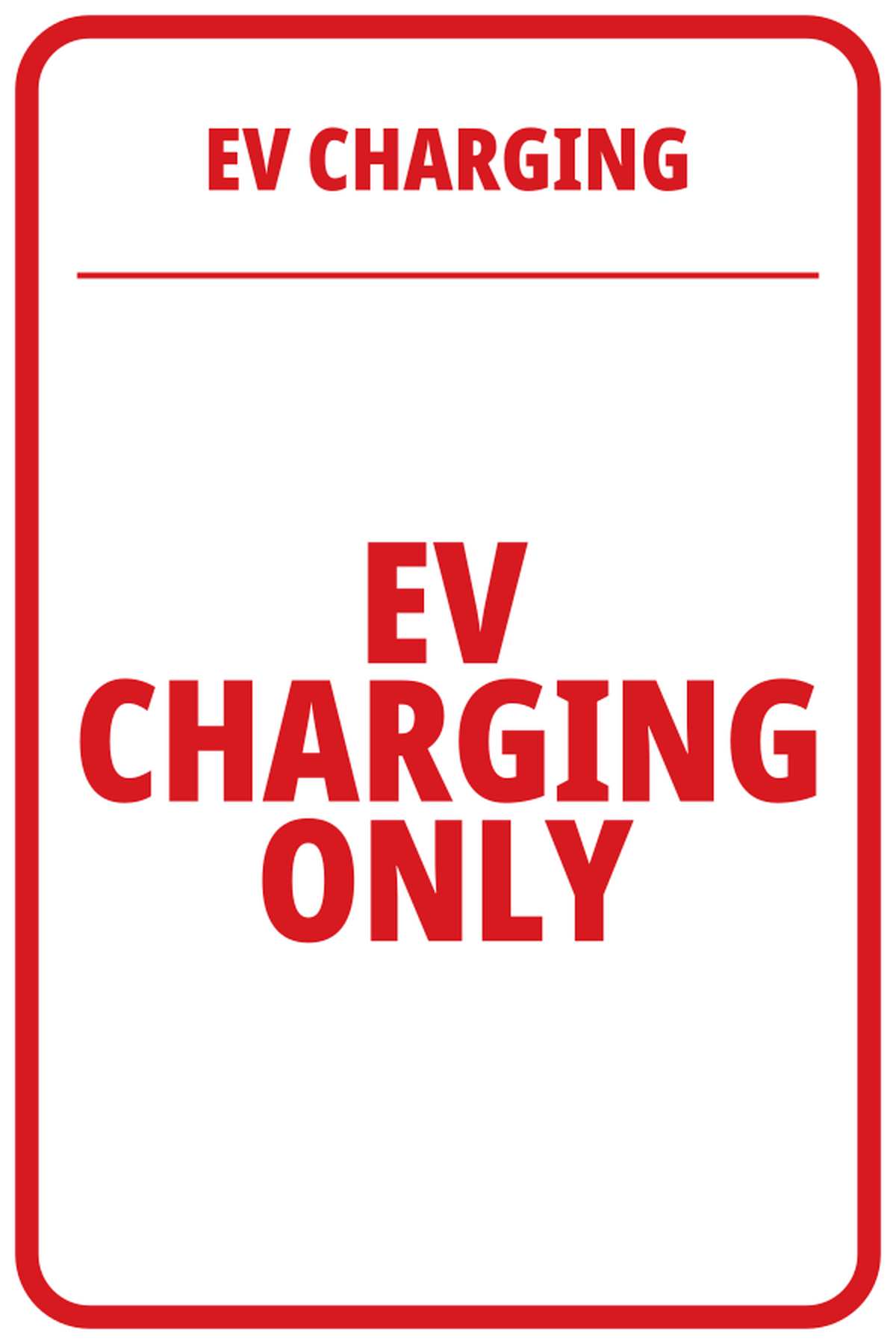 EV Charging Only aluminum parking sign, 12x18 inch
