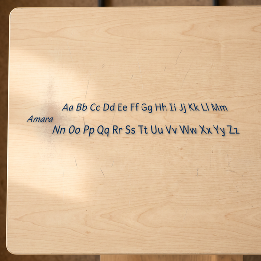 alphabet reference desk stickers canada on a classroom surface, ready to use
