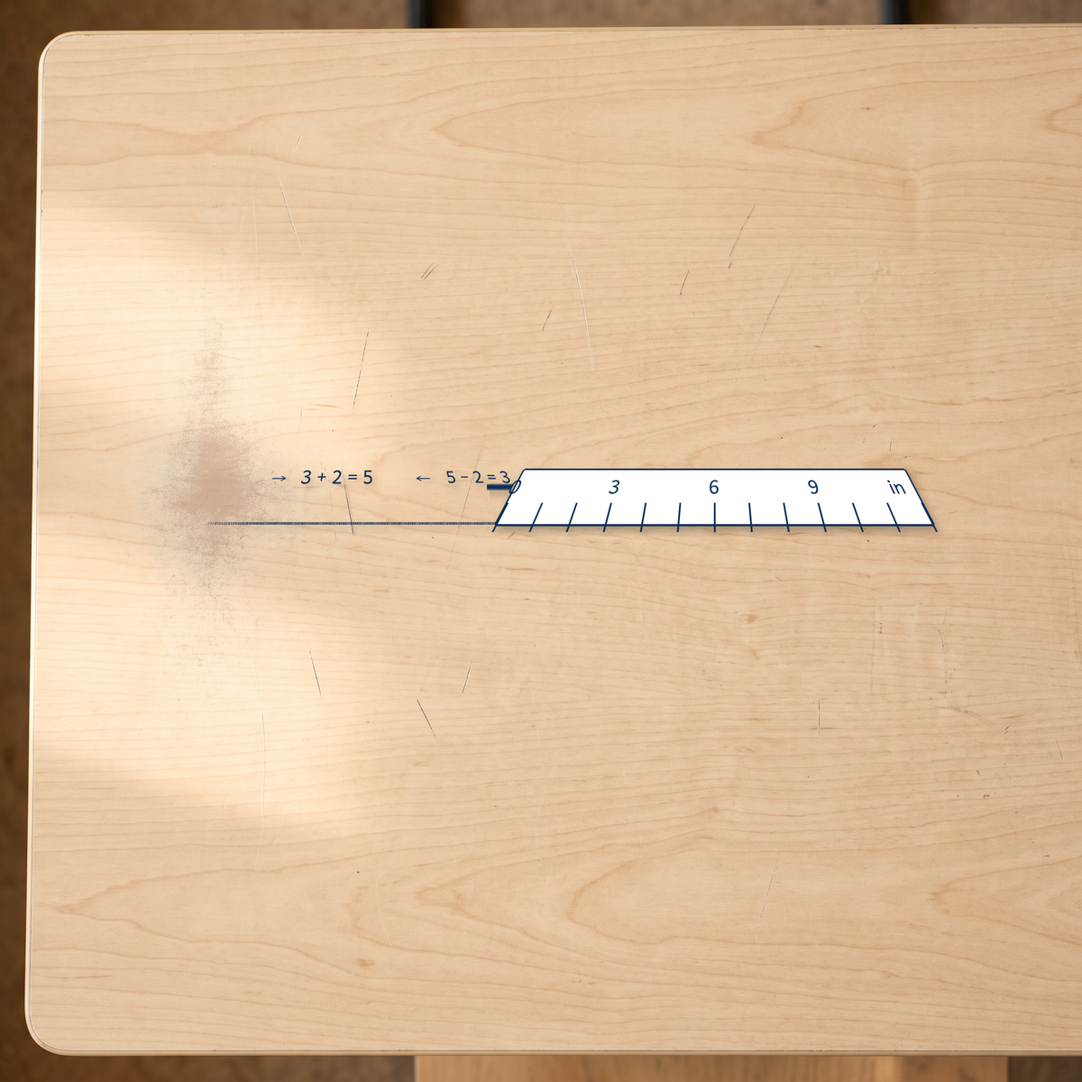 classroom maths reference stickers canada shown beside an inch ruler for scale