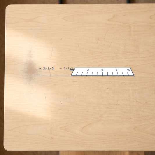 classroom maths reference stickers canada shown beside an inch ruler for scale