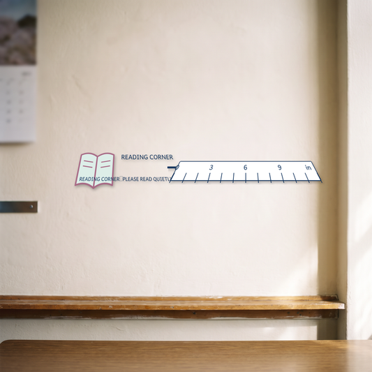 custom classroom message stickers canada shown beside an inch ruler for scale