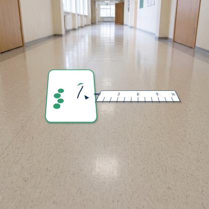 classroom movement floor decals canada shown beside an inch ruler for scale
