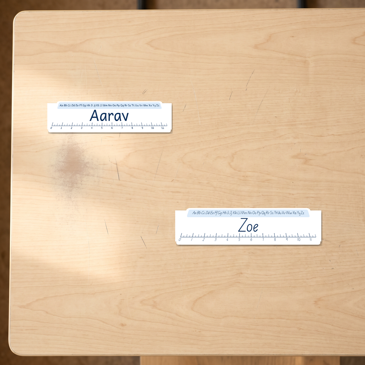 classroom desk name learning strips canada used in two classroom spots, no tape