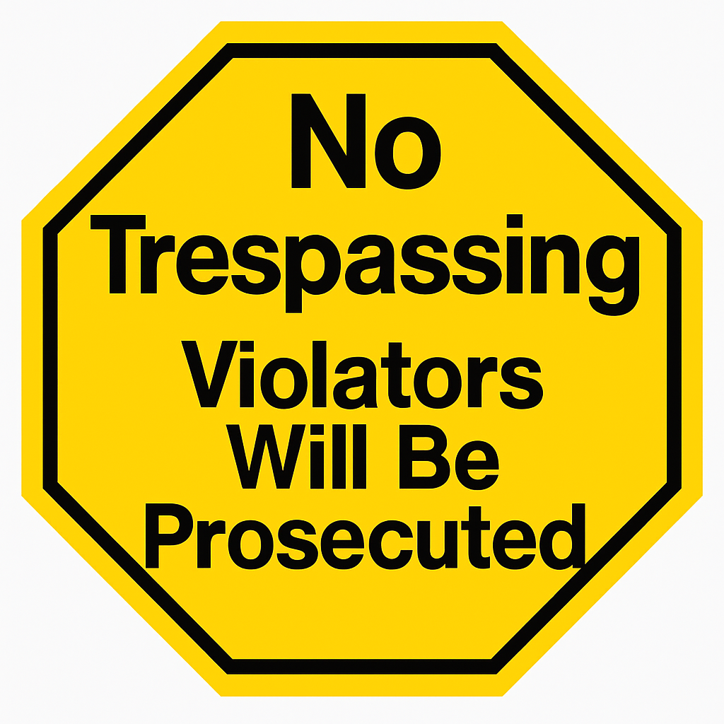 no trespassing decal
