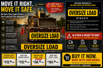 Oversize load wide load banner Ontario