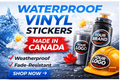 Waterproof vinyl sticker samples made in Canada