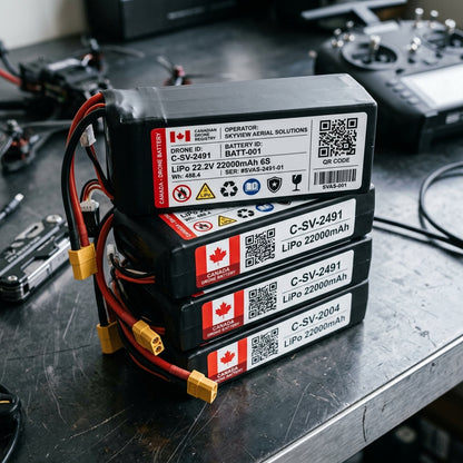 Drone battery ID travel labels