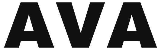 Example cut-vinyl artwork: AVA. Actual fitted lettering 3.80 by 1.13 inches within a maximum 4 by 1.25 inch design area.