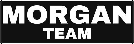 Example white printed name-label artwork: MORGAN, TEAM; 3 by 1 inch finished label.