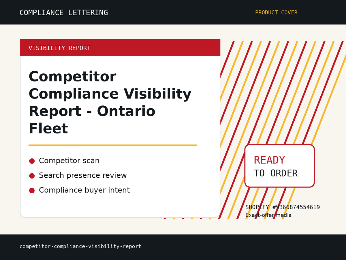 Competitor compliance visibility report Ontario fleet product cover