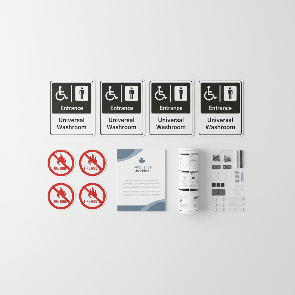 compliance_flat lay_aoda washroom entrance sign kit 6 pack_20260215   dd93d8f7