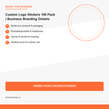 Custom Logo Stickers 100 Pack application guide showing real-world usage for Canada businesses