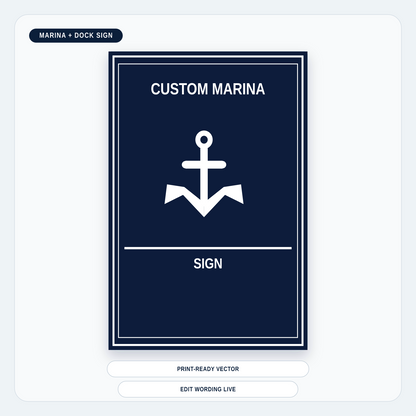 Editable custom marina sign example with anchor symbol