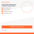 Custom Sticker Sample Pack application guide showing real-world usage for Canada businesses