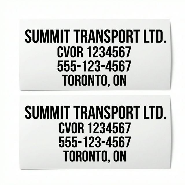 Pair of CVOR and USDOT door decals for cross-border truck compliance