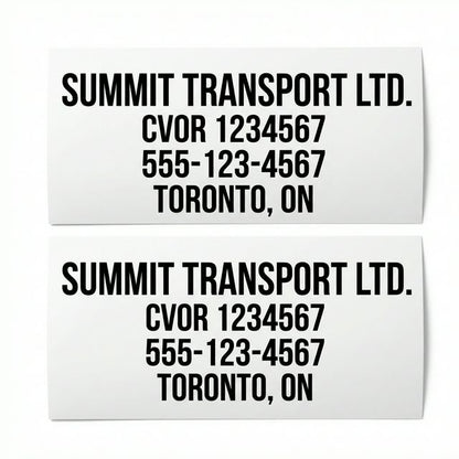 Pair of CVOR and USDOT door decals for cross-border truck compliance