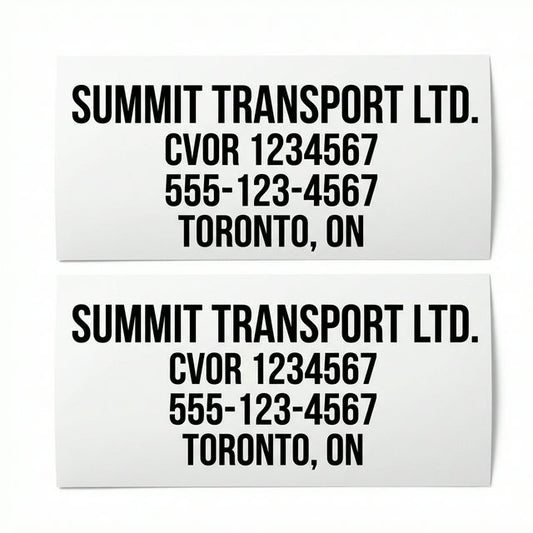 Pair of CVOR and USDOT door decals for cross-border truck compliance
