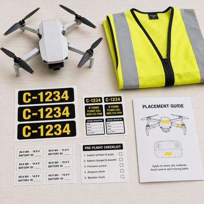 Drone pre-flight checklist decals Canada