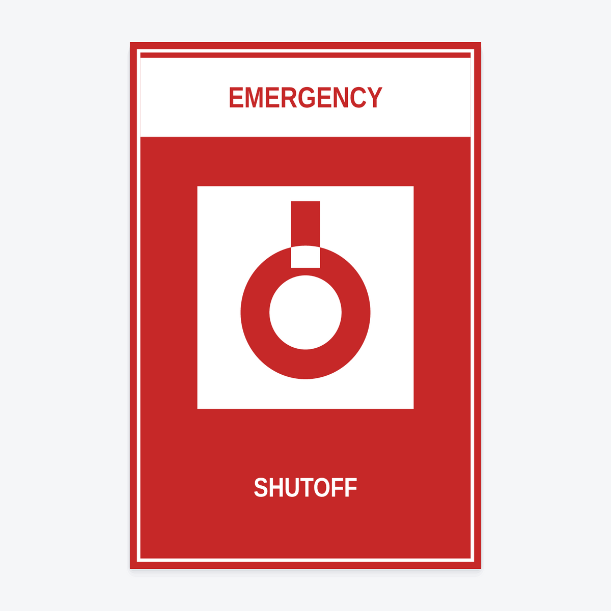 Emergency Shutoff Marina Sign at 12×18 in — same production master, fitted not stretched