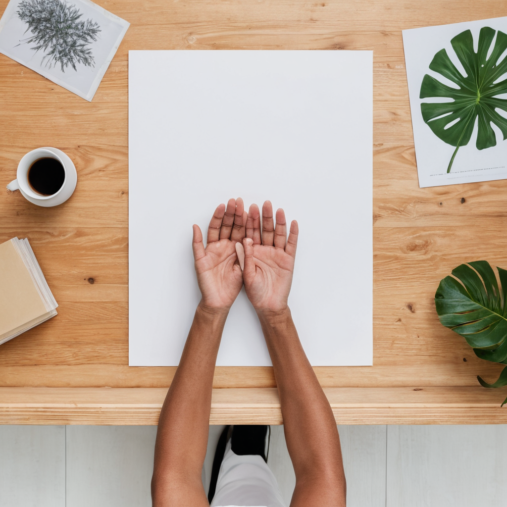 Blank poster print ready for your class schedule, on a print studio desk