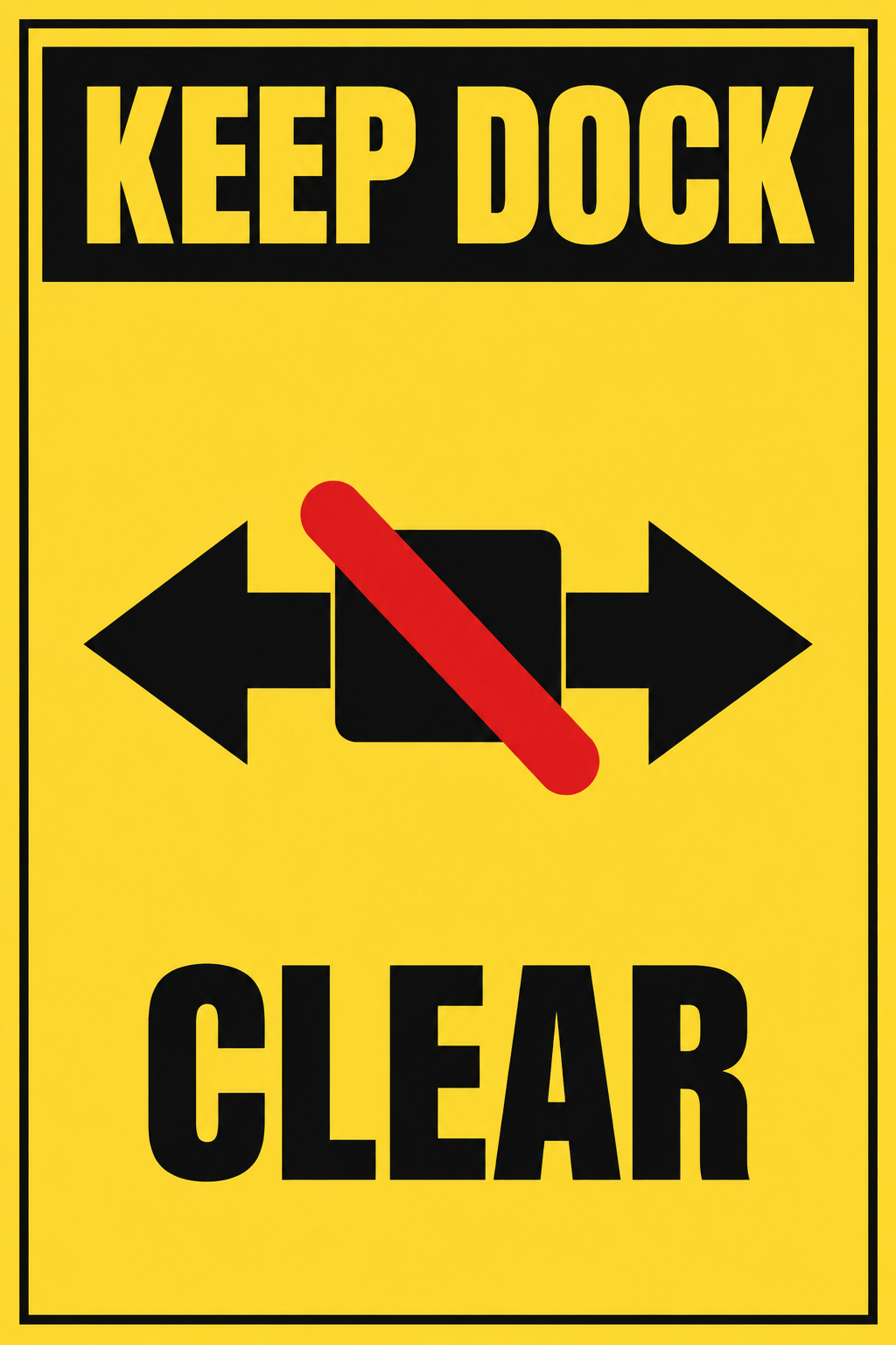 Keep Dock Clear Sign — 12 × 18 inch 3 mm ACM sign, square corners, no holes