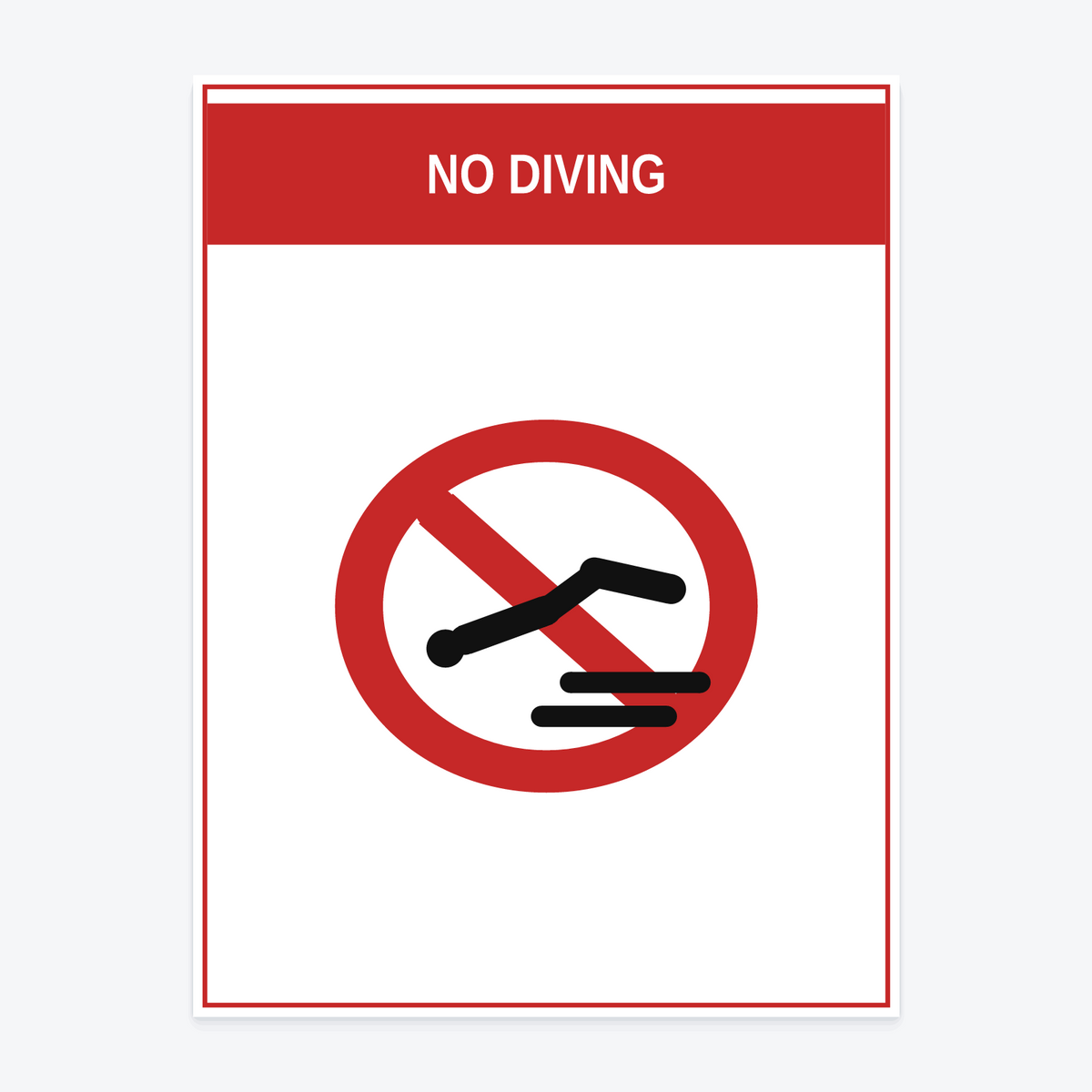 No Diving Marina & Dock Sign at 18×24 in — same production master, fitted not stretched